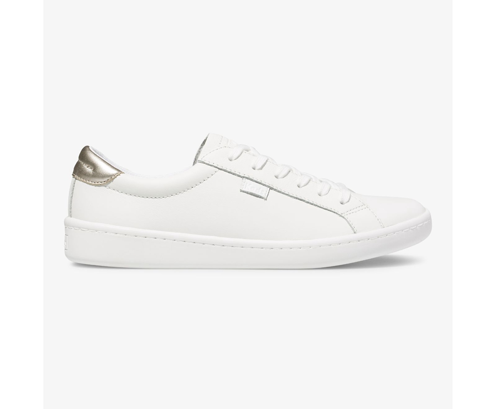 Basket Keds Femme Blanche - Ace Cuir - 167-RXJHLN